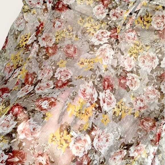 L.I.F.E Womens Blouse Sz XL Sheer Floral Print Romantic Swiftie Elastic Coquette - Picture 9 of 13